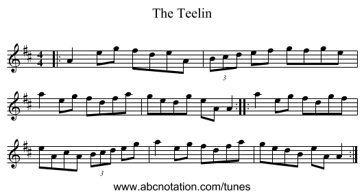 The Teelin - staff notation