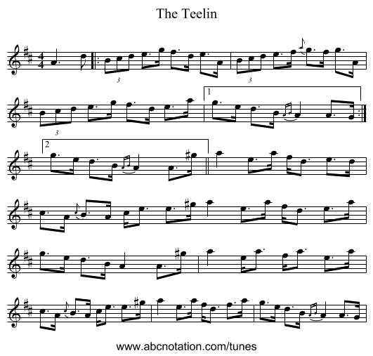 The Teelin - staff notation