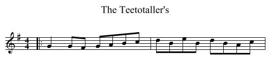The Teetotaller's - staff notation