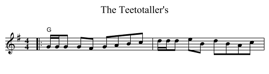 The Teetotaller's - staff notation