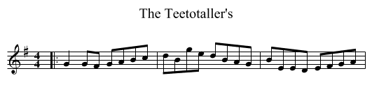 The Teetotaller's - staff notation