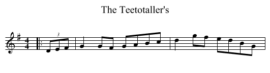 The Teetotaller's - staff notation