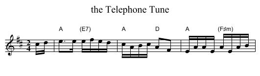 the Telephone Tune - staff notation