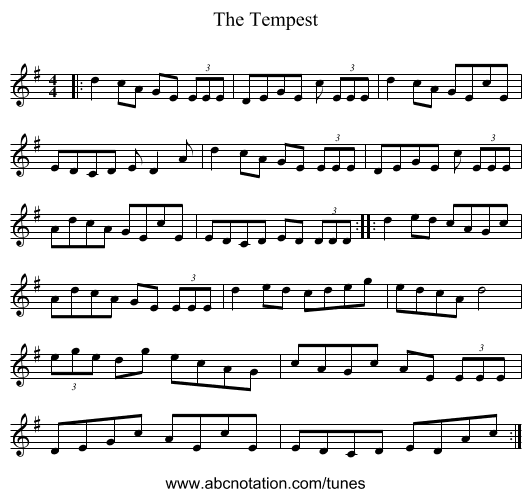 The Tempest - staff notation