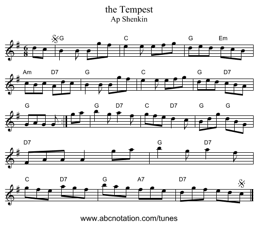 the Tempest - staff notation