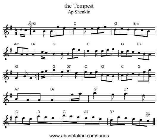 the Tempest - staff notation