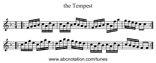 the Tempest - staff notation