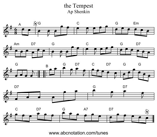 the Tempest - staff notation