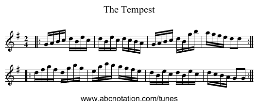 The Tempest - staff notation