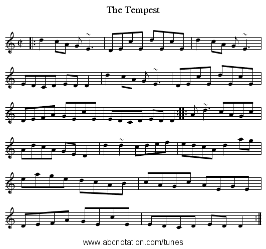 The Tempest - staff notation