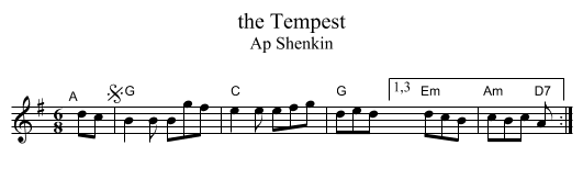the Tempest - staff notation