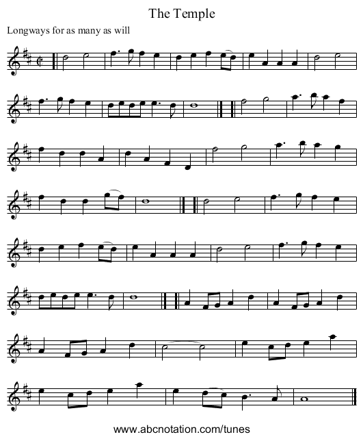 The Temple - staff notation