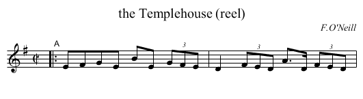 the Templehouse (reel) - staff notation