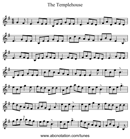 The Templehouse - staff notation