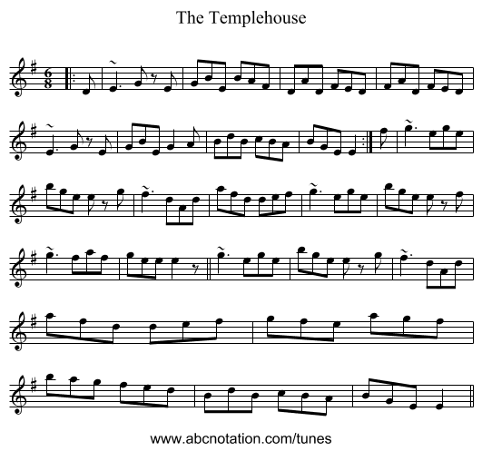 The Templehouse - staff notation