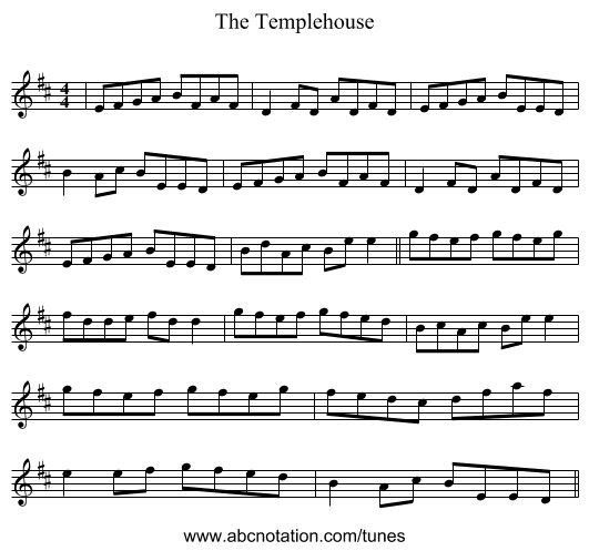 The Templehouse - staff notation