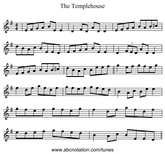 The Templehouse - staff notation