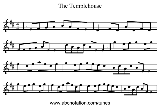 The Templehouse - staff notation