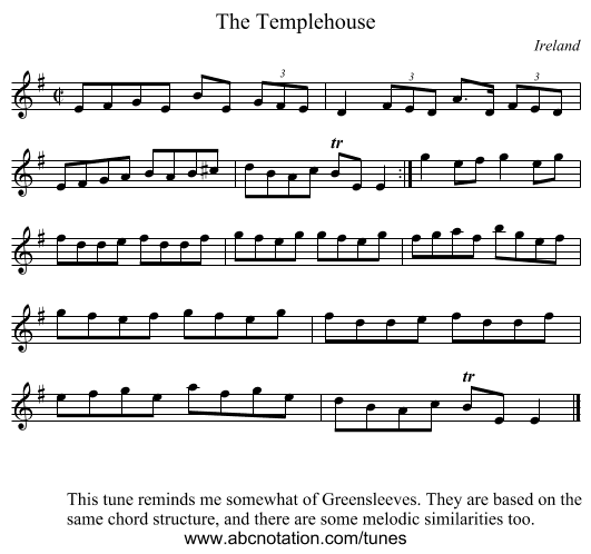 The Templehouse - staff notation