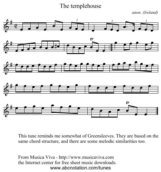 The templehouse - staff notation