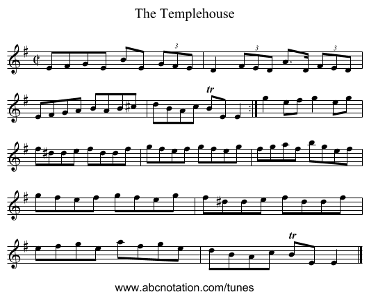 The Templehouse - staff notation