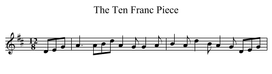 The Ten Franc Piece - staff notation