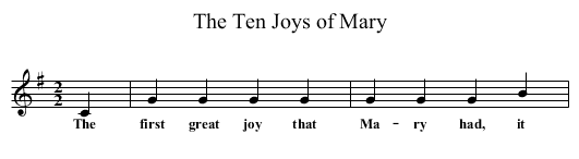 The Ten Joys of Mary - staff notation