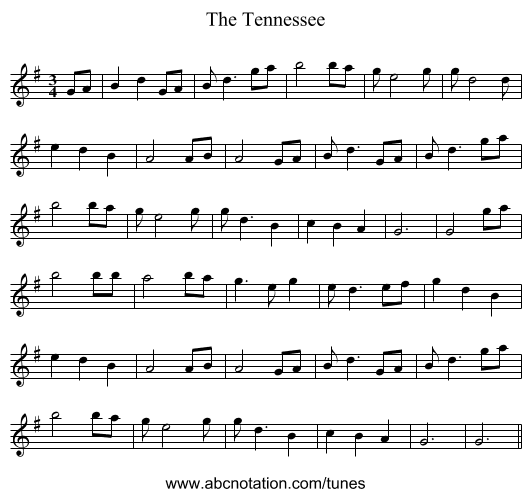 The Tennessee - staff notation