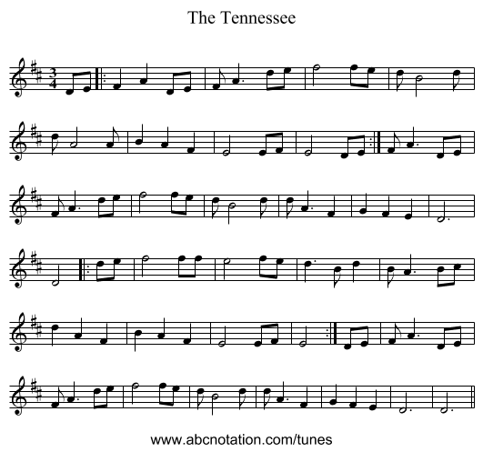 The Tennessee - staff notation
