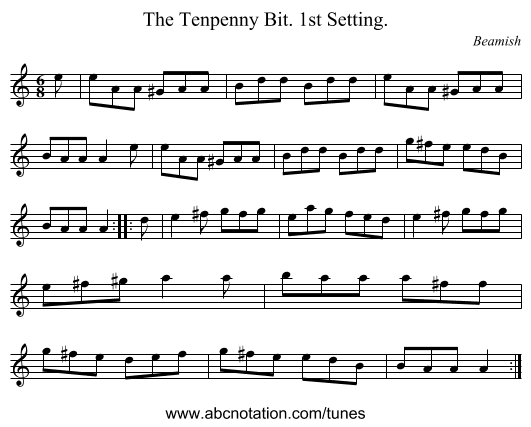 The Tenpenny Bit. 1st Setting. - staff notation