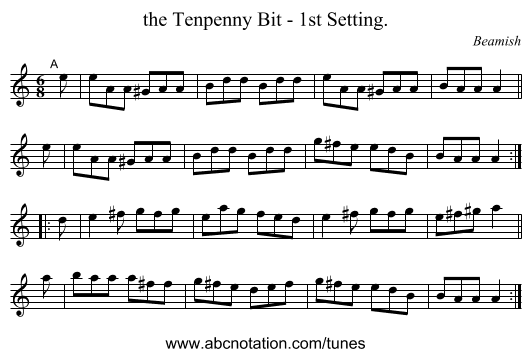 the Tenpenny Bit - 1st Setting. - staff notation