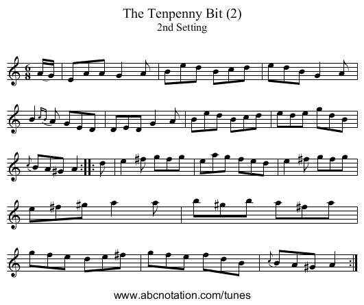 The Tenpenny Bit (2) - staff notation