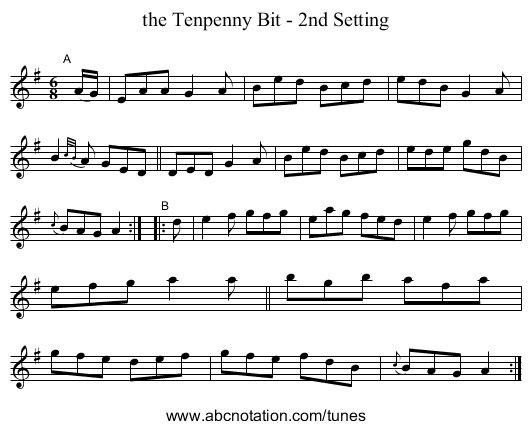 the Tenpenny Bit - 2nd Setting - staff notation