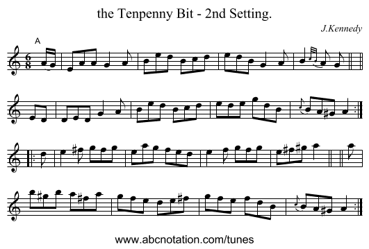the Tenpenny Bit - 2nd Setting. - staff notation