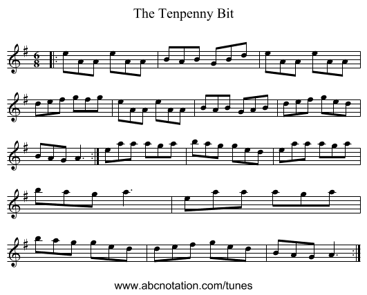 The Tenpenny Bit - staff notation