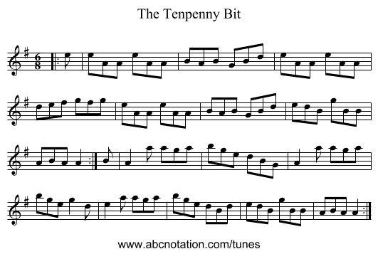 The Tenpenny Bit - staff notation