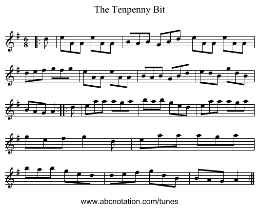 The Tenpenny Bit - staff notation