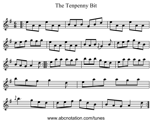 The Tenpenny Bit - staff notation