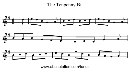The Tenpenny Bit - staff notation