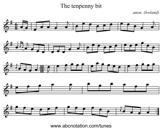The tenpenny bit - staff notation