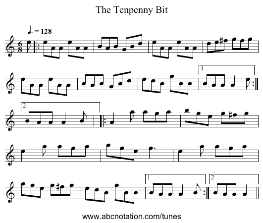 The Tenpenny Bit - staff notation