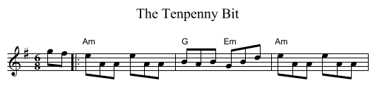 The Tenpenny Bit - staff notation
