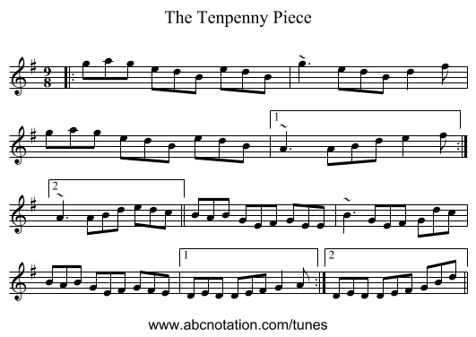 The Tenpenny Piece - staff notation