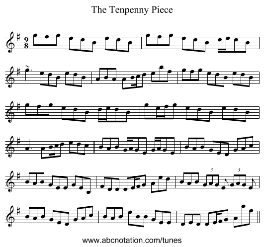 The Tenpenny Piece - staff notation