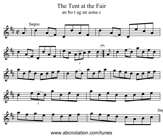 The Tent at the Fair - staff notation