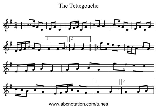 The Tettegouche - staff notation