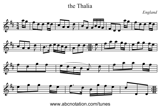 the Thalia - staff notation