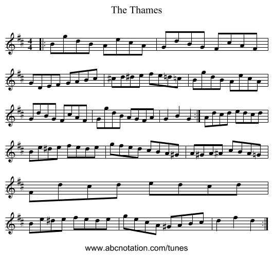 The Thames - staff notation