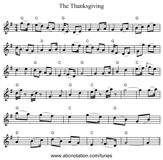 The Thanksgiving - staff notation