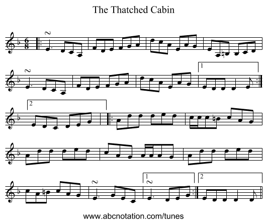 The Thatched Cabin - staff notation